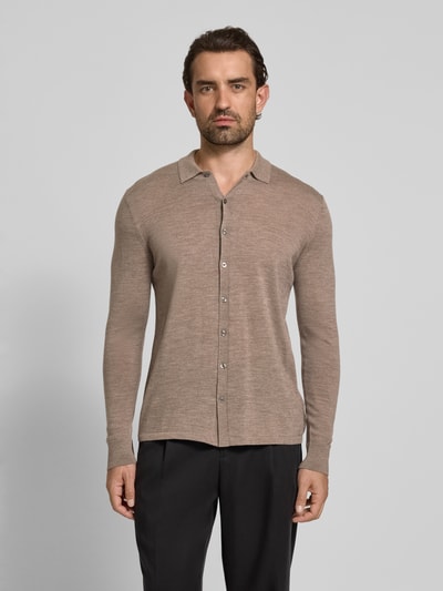 Christian Berg Men Wolljacke mit Kentkragen Taupe Melange 4