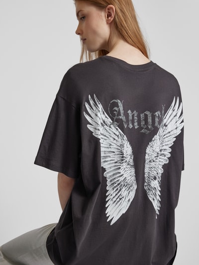 Only Oversized T-Shirt mit Label-Print Modell 'LIVA' Anthrazit 3