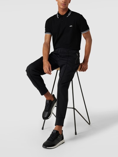 BOSS Green Slim Fit Poloshirt mit Kontraststreifen Modell 'Paul Curved' Black 1