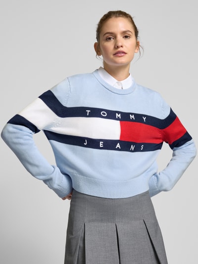 Tommy Jeans Gebreide pullover met logodetail, model 'CENTER FLAG' Blauw - 3