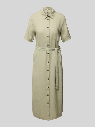 Only Tailliertes Hemdblusenkleid aus Viskose-Leinen-Mix Modell 'CARO' Schilf 2