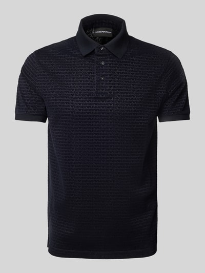 Emporio Armani Slim Fit Poloshirt mit Label-Print Marine 2