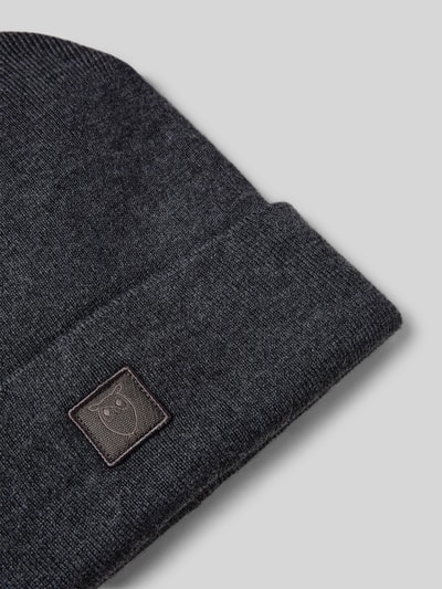 Knowledge Cotton Apparel Mütze aus reiner Wolle Modell 'Merino' Anthrazit Melange 2