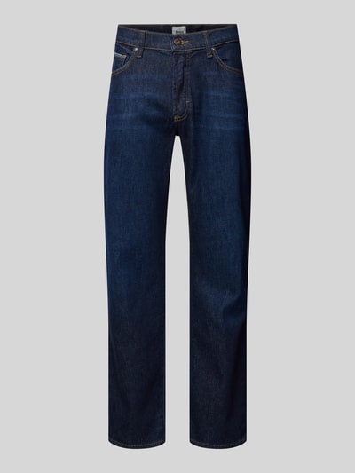 Produktfoto, Jeans mit Eingrifftaschen Modell 'Clint' von Brax, dunkelblau, Baumwoll-Mix mit Stretch-Anteil, Regular-Fit, glatte Struktur