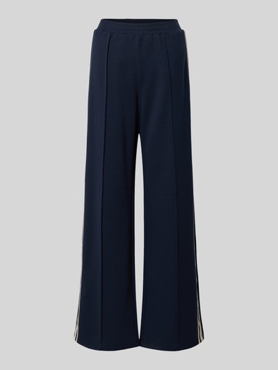 Produktfoto, Jog Pants mit Franse steekzakken van Jake*s Casual, donkerblauw, materiaalmix met stretch, wide leg fit, elastische band, bandwijdte maat 38: 39 cm, binnenbeenlengte maat 38: 81 cm