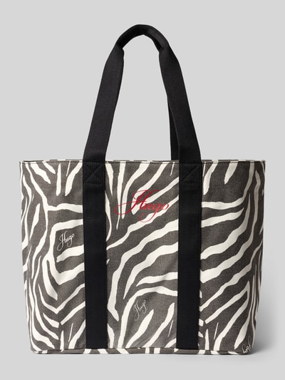 Produktfoto, Shopper aus reiner Baumwolle Modell 'BECKY ZE_TOTE' von HUGO mit Optik:Allover-Muster, Animal-Muster, Label-Print, Tragehenkel, Form: Rechteckig, Reißverschlussfach, Material: reine Baumwolle
