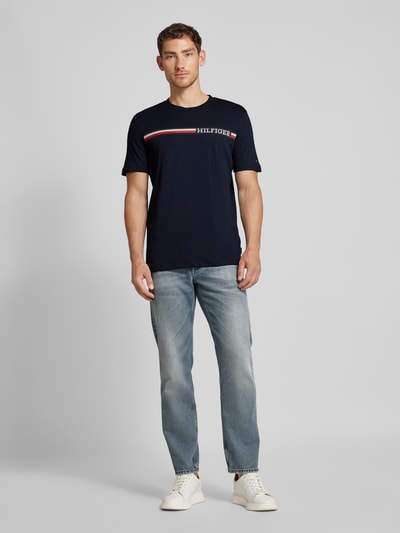 Tommy Hilfiger T-Shirt mit Label-Print Marine 1