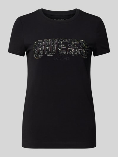 Guess T-Shirt mit Label-Stitching BLACK 2