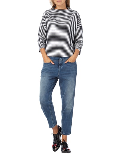 Jake*s Casual Stone Washed Girlfriend Fit Jeans - verkürzt Dunkelblau Melange 1