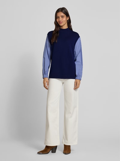 MOS MOSH Gebreide pullover met opstaande kraag, model 'Juella' Marineblauw - 1