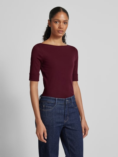 Lauren Ralph Lauren T-Shirt mit U-Boot-Ausschnitt Modell 'JUDY' Rostrot 4