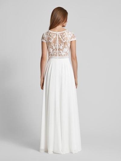 Luxuar Abendkleid mit Spitzenbesatz Offwhite 5