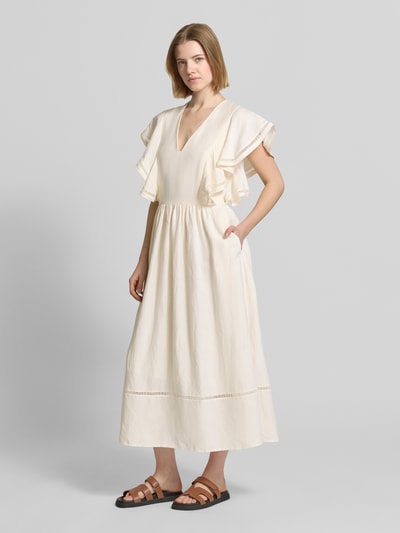 Tommy Hilfiger Fit and Flare Freizeitkleid aus Leinen-Viskose-Mix Weiss 1