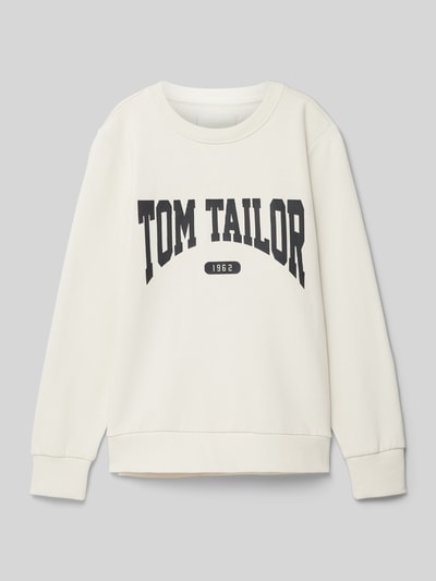 Tom Tailor Sweatshirt mit Label-Schriftzug Ecru 1