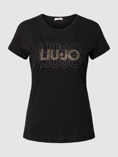 Liu Jo White T-Shirt aus Baumwolle mit Ziersteinen Black 2