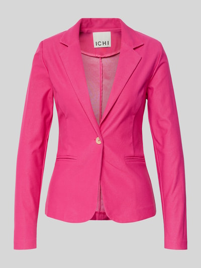 Produktfoto, Slim Fit Blazer mit Paspeltaschen Modell 'KATE' von ICHI aus pinkem Baumwoll-Mix mit Stretch-Anteil, Reverskragen, Knopfverschluss
