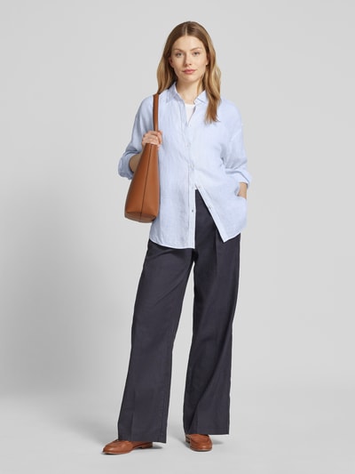 ECOALF Bluzka koszulowa lniana o kroju relaxed fit z listwą guzikową na całej długości Biały 1