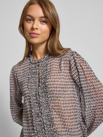 Marc Cain Regular fit blouse met ruches Taupe - 3