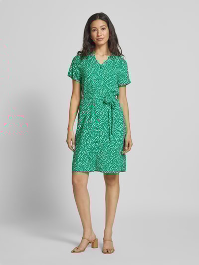 Vila Knielange jurk van viscose met strikceintuur Groen - 1