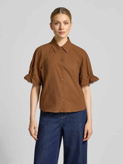 Luisa Cerano Blouse met 1/2-mouwen en overhemdkraag Terracotta - 4