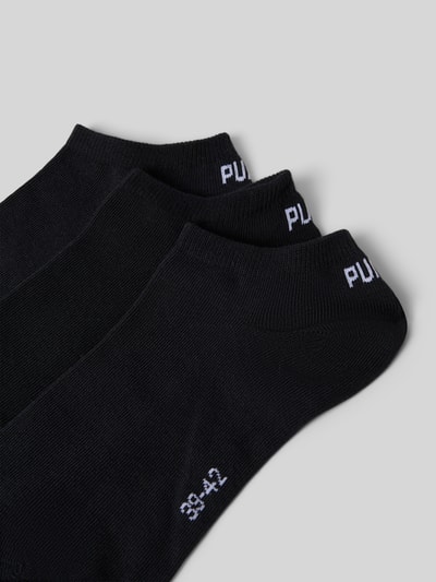 Produktfoto, Sneakersocken mit Logo im 3er-Pack von PUMA aus schwarzem Baumwoll-Mix mit Stretch-Anteil, körpernahe Passform.