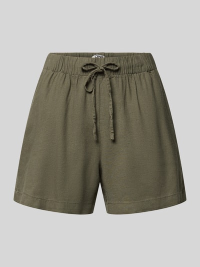 ONLY Bermudy o kroju relaxed fit z mieszanki wiskozy i lnu model 'GOA' Oliwkowy 2