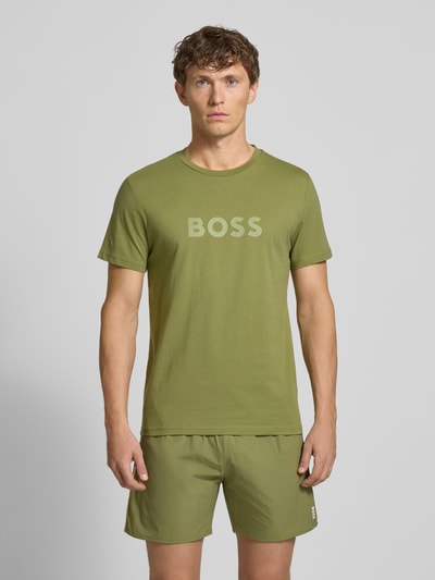 BOSS T-Shirt mit Label-Print Oliv 4