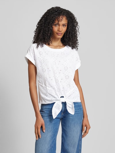 Christian Berg Woman Blouseshirt met broderie anglaise en knoopdetail Wit - 4