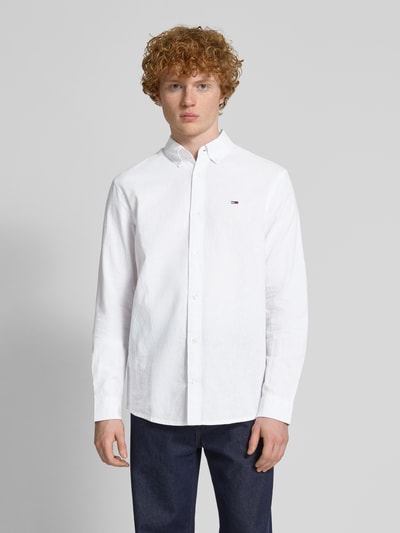 Tommy Jeans Regular fit vrijetijdsoverhemd van een mix van katoen en linnen met button-downkraag Offwhite - 4