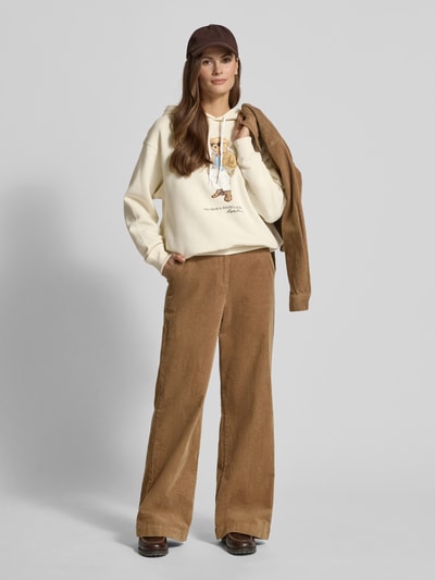 Polo Ralph Lauren Bluza z kapturem Oversized z Nadruk Polo Bear Écru 1