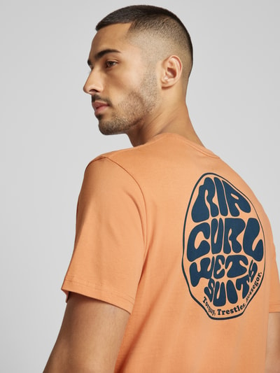 Rip Curl T-shirt met labelprint, model 'WETSUIT' Oranje - 3