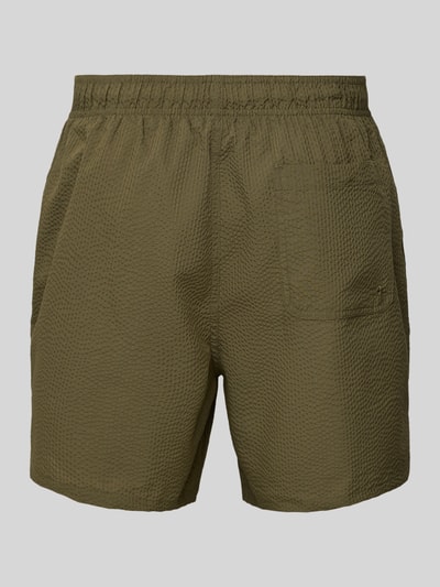 SELECTED HOMME Relaxed fit zwembroek met structuurmotief, model 'COOPER' Olijfgroen - 3