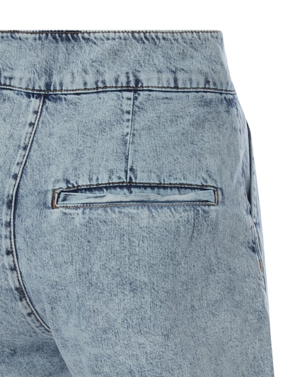 Review High Waist Jeansshorts mit Kellerfalten Jeansblau 3