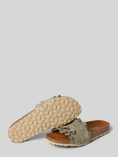 Productfoto, Slipper aus echtem Leder Modell 'Rocio' van Verbenas, dames instappers, echt leer, afgeronde pasvorm, met ruches, profielzool, open hiel, hakhoogte maat 40: 3 cm
