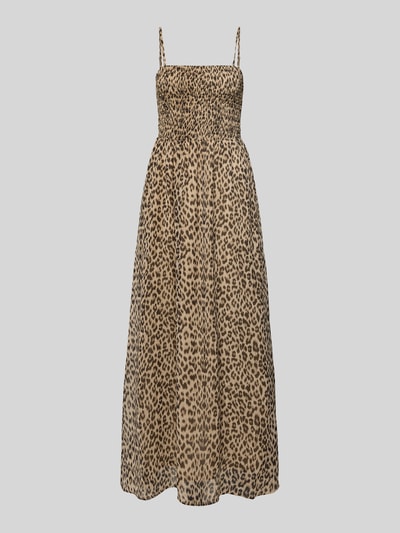 Produktfoto, ausgestelltes Freizeitkleid mit Allover-Animal-Print, Modell 'ELENA VIKKI' von Only, Midi-Länge, Chiffon, neutrale Töne