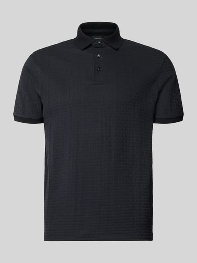 Produktfoto, Regular Fit Poloshirt mit Strukturmuster von Emporio Armani aus reiner Baumwolle mit Polokragen und Knopfleiste, Farbe schwarz.