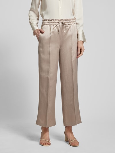 Cambio Regular fit stoffen broek met persplooien, model 'CLARA' Taupe - 4