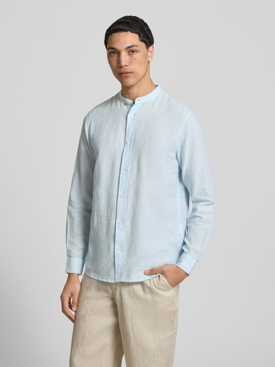 ONLY & SONS Slim Fit Freizeithemd aus Baumwoll-Leinen-Mix Modell 'CAIDEN' Hellblau 4