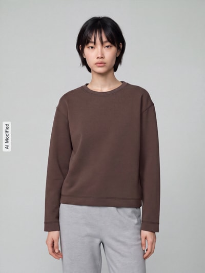 s.Oliver RED LABEL Relaxed Fit Sweatshirt aus Modal-Mix Dunkelbraun 4