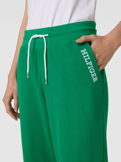 TOMMY HILFIGER Spodnie sportowe z fakturowanym wzorem i wyhaftowanym logo Zielony 3