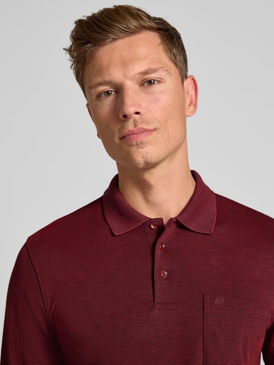 Christian Berg Men Regular fit poloshirt in design met lange mouwen Bordeaux - 3