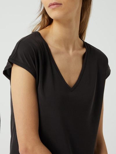 VERO MODA Bluzka z mieszanki modalu model ‘Filli’ Czarny 3