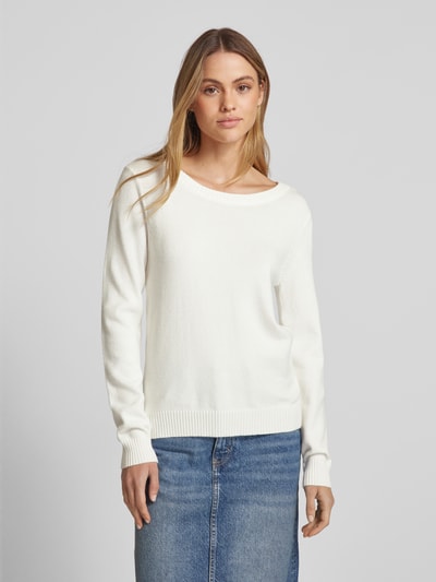 Vila Sweter z dzianiny z okrągłym dekoltem model ‘Viril’ Złamany biały 4