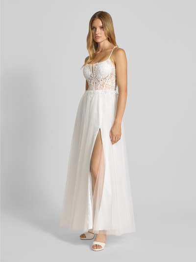 Mascara Regular Fit Abendkleid mit floralem Spitzenbesatz Weiss 1