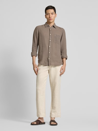 Knowledge Cotton Apparel Loose Fit Hose mit Tunnelzug Stein 1