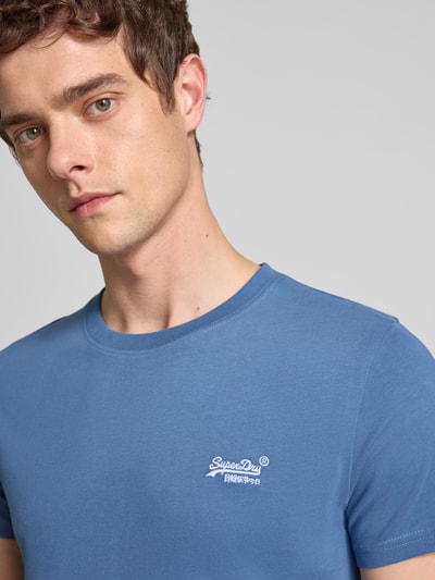 Superdry T-shirt met labelstitching Oceaanblauw - 3