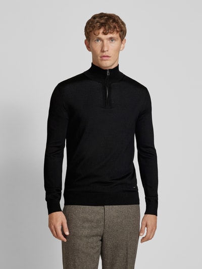 JOOP! Collection Gebreide pullover met schipperskraag, model 'Dario' Zwart - 4