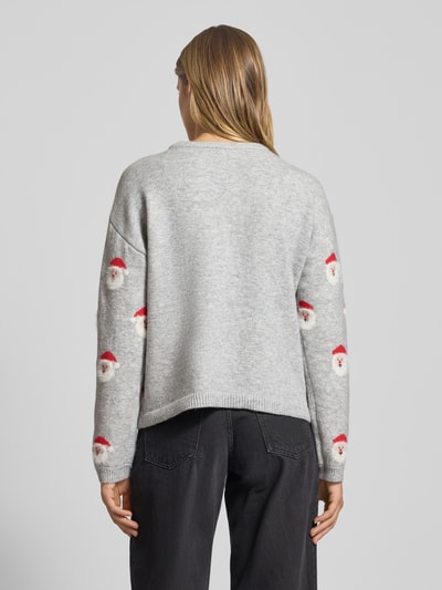 Only Sweter świąteczny o kroju regular fit z nadrukiem z motywem model ‘XMAS SANTA’ Jasnoszary 5