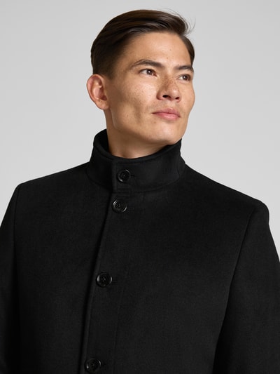 Christian Berg Men Regular fit lange wollen jas met viscose Zwart - 3