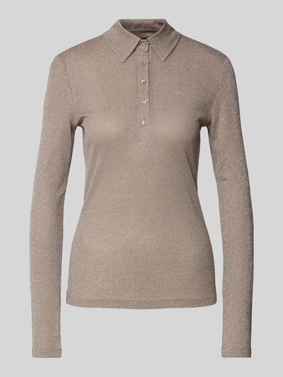 OPUS Longsleeve mit kurzer Knopfleiste Modell 'Sapippa' Beige 2